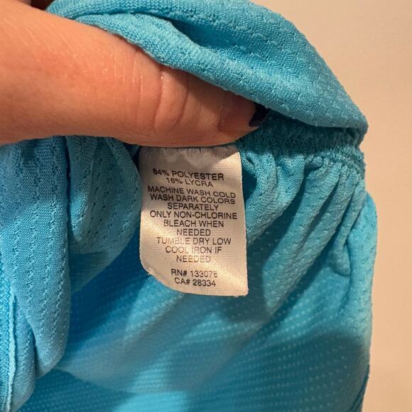 Lucky in Love Womens Small Tennis Tank Collared Teal Ruched Sides Active Pickle - Picture 5 of 6